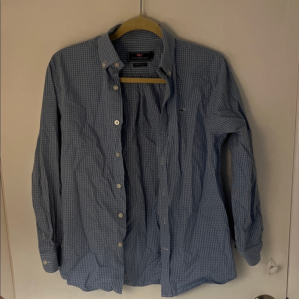 Vineyard Vines Blue Checkered Kids Button Down Shirt